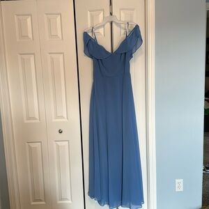 Never worn bridesmaid dress in cornflower blue.